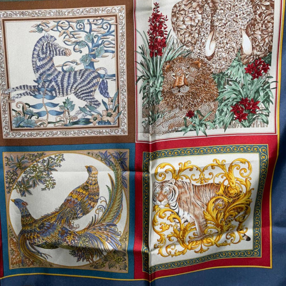 Salvatore Ferragamo 100% Silk Jungle Animals Print Scarf NWT - Picture 5 of 16